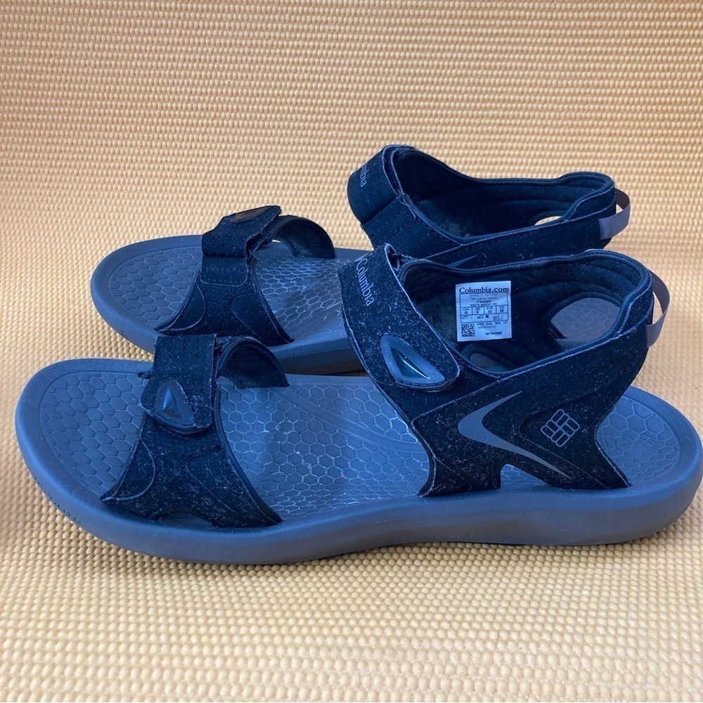 Columbia Sandals Mens 10 Black Techlite Omni Grip Sport Hook & Loop BM4511-010 - Picture 3 of 10